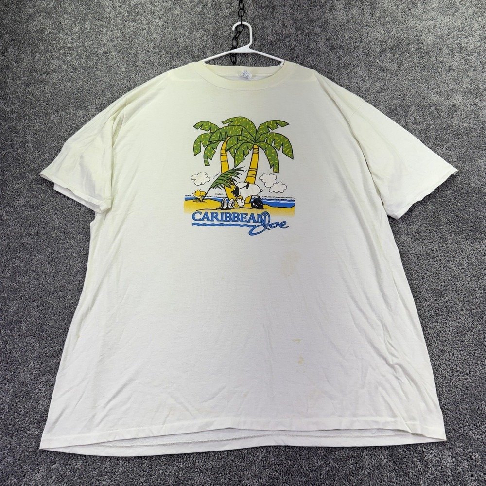 Vintage Artex Snoopy Caribbean Joe Shirt Mens One Size White Graphic Tee